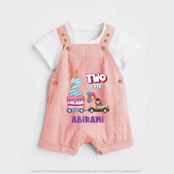 Celebrate 2 Month with Custom Dungaree Set | Personalized Newborn Outfit | Soft Cotton Comfort - PEACH - 0 - 5 Months Old (Chest 18")