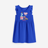 ⁠Two-Cute 2nd Birthday – Personalized Name Frock for Girls - ROYAL BLUE - 0 - 6 Months Old (Chest 18")