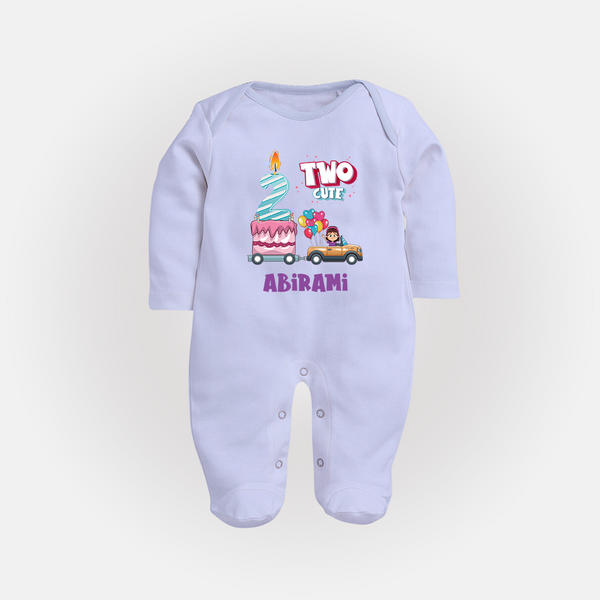 Celebrate 2 Month with Custom Full Sleeve Bodysuit/ Sleep Suit/ Jumpsuit | Personalized Newborn Outfit | Soft Cotton Comfort - BABY BLUE - New Born (Chest 7.5")