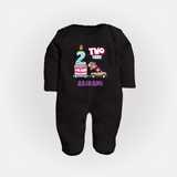 Celebrate 2 Month with Custom Full Sleeve Bodysuit/ Sleep Suit/ Jumpsuit | Personalized Newborn Outfit | Soft Cotton Comfort - BLACK - New Born (Chest 7.5")