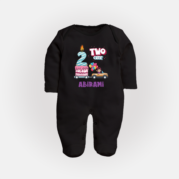 Celebrate 2 Month with Custom Full Sleeve Bodysuit/ Sleep Suit/ Jumpsuit | Personalized Newborn Outfit | Soft Cotton Comfort - BLACK - New Born (Chest 7.5")