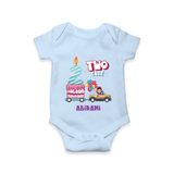 Celebrate Your Little StarÕs 2nd Month With "TWO CUTE" - Personalized Romper For Babies With Name - BABY BLUE - 0 - 3 Months Old (Chest 16")