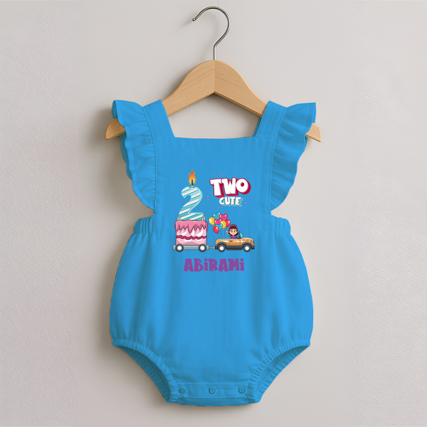 Celebrate 2 Month with Custom Romper Frock | Personalized Newborn Outfit | Soft Cotton Comfort - SKY BLUE - 0 - 3 Months Old (Chest 19")