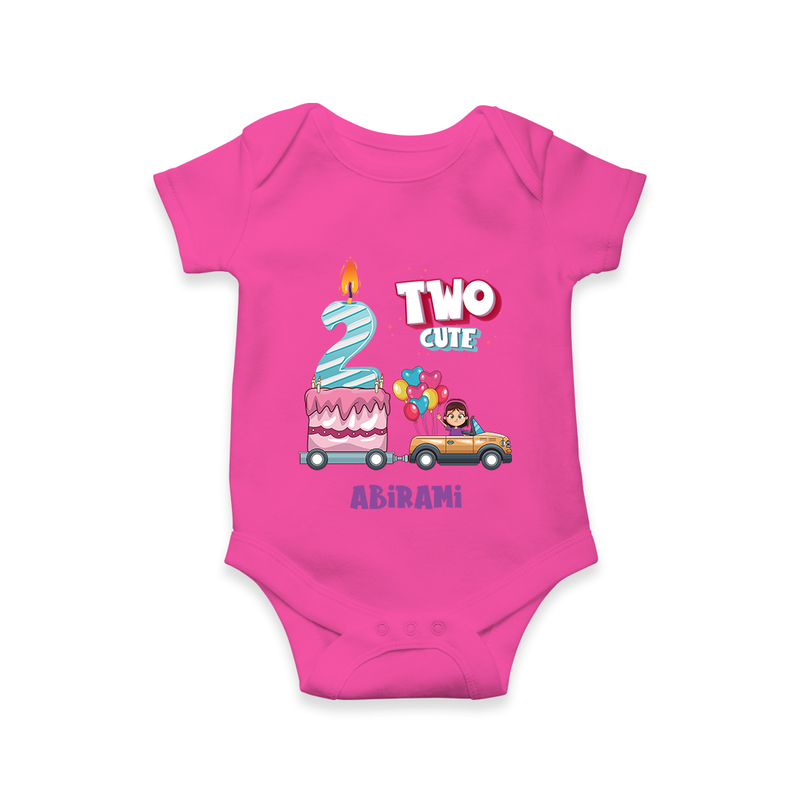 Celebrate Your Little StarÕs 2nd Month With "TWO CUTE" - Personalized Romper For Babies With Name - HOT PINK - 0 - 3 Months Old (Chest 16")