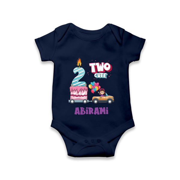 Celebrate 2 Month with Custom Romper | Personalized Newborn Outfit | Soft Cotton Comfort - NAVY BLUE - New Born (Chest 14")