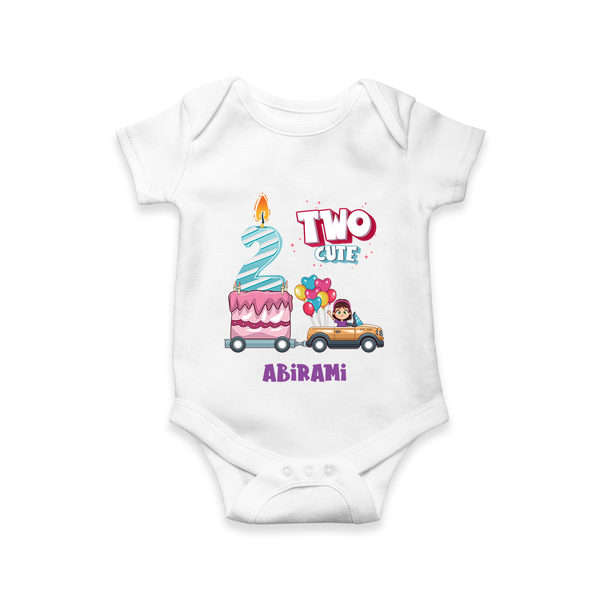 Celebrate Your Little StarÕs 2nd Month With "TWO CUTE" - Personalized Romper For Babies With Name - WHITE - 0 - 3 Months Old (Chest 16")