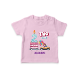 Celebrate Your Kids 2nd Year Birthday With "TWO CUTE" - Personalized Birthday T-Shirts with Customized Name For Girls - PINK - 0-5 Months Old (Chest 17")