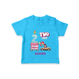 Celebrate Your Kids 2nd Year Birthday With "TWO CUTE" - Personalized Birthday T-Shirts with Customized Name For Girls - SKY BLUE - 0-5 Months Old (Chest 17")