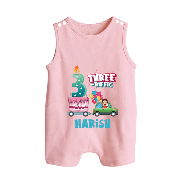 Celebrate 3 Month with Custom Romper Suit/ Sleeveless Romper | Personalized Newborn Outfit | Soft Cotton Comfort - BABY PINK - 0 - 5 Months Old (Chest 18")