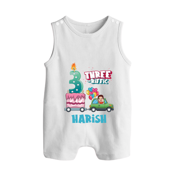Celebrate 3 Month with Custom Romper Suit/ Sleeveless Romper | Personalized Newborn Outfit | Soft Cotton Comfort - WHITE - 0 - 5 Months Old (Chest 18")