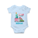 Celebrate 3 Month with Custom Romper | Personalized Newborn Outfit | Soft Cotton Comfort - BABY BLUE - New Born (Chest 14")