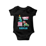 Celebrate 3 Month with Custom Romper | Personalized Newborn Outfit | Soft Cotton Comfort - BLACK - New Born (Chest 14")