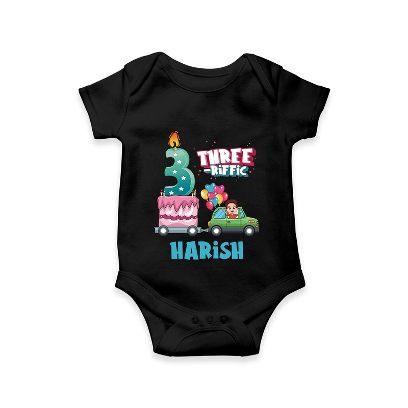 Celebrate 3 Month with Custom Romper | Personalized Newborn Outfit | Soft Cotton Comfort - BLACK - New Born (Chest 14")