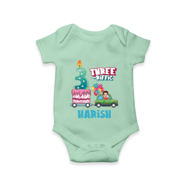 Celebrate 3 Month with Custom Romper | Personalized Newborn Outfit | Soft Cotton Comfort - MINT GREEN - New Born (Chest 14")