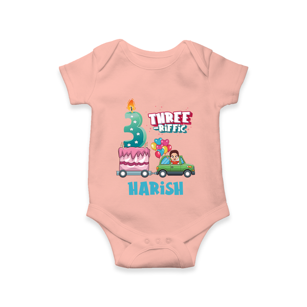 Celebrate 3 Month with Custom Romper | Personalized Newborn Outfit | Soft Cotton Comfort - PEACH - New Born (Chest 14")