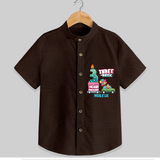 Three-riffic 3rd Birthday – Custom Name Shirt for Boys - CHOCOLATE BROWN - 0 - 6 Months Old (Chest 21")