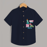 Three-riffic 3rd Birthday – Custom Name Shirt for Boys - NAVY BLUE - 0 - 6 Months Old (Chest 21")