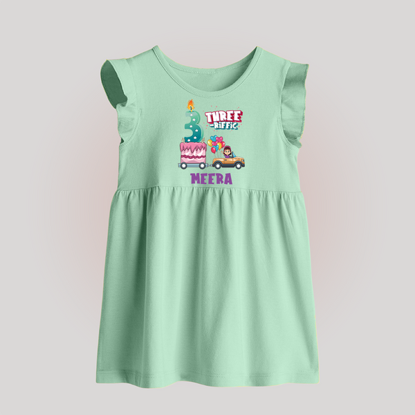Monthly Milestone Baby Baby Frock -3rd Month | Personalized Print | Cute & Comfortable - MINT GREEN - 0 - 3 Months Old (Chest 17")
