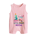 Monthly Milestone Baby Romper Suit/ Sleeveless Romper -3rd Month | Personalized Print | Cute & Comfortable - BABY PINK - 0 - 5 Months Old (Chest 18")