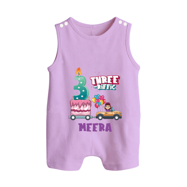 Monthly Milestone Baby Romper Suit/ Sleeveless Romper -3rd Month | Personalized Print | Cute & Comfortable - LILAC - 0 - 5 Months Old (Chest 18")