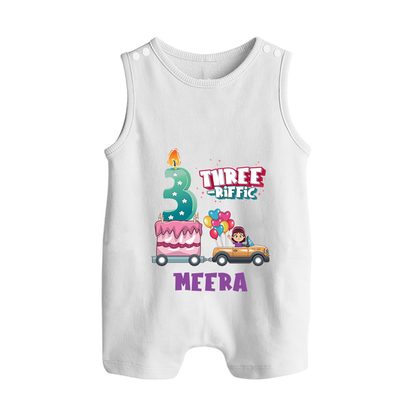 Monthly Milestone Baby Romper Suit/ Sleeveless Romper -3rd Month | Personalized Print | Cute & Comfortable - WHITE - 0 - 5 Months Old (Chest 18")
