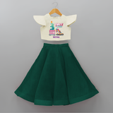 Celebrate Your Kids 3rd Year Birthday With "THREE-RIFFIC" - Personalized Birthday Crop Top And Skirt with Customized Name For Girls - BOTTLE GREEN - 6 - 9 Months Old (Chest 20" , Frock Waist 20")