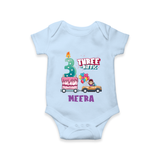 Monthly Milestone Baby Bodysuit -3rd Month | Personalized Print | Cute & Comfortable - BABY BLUE - New Born (Chest 14")