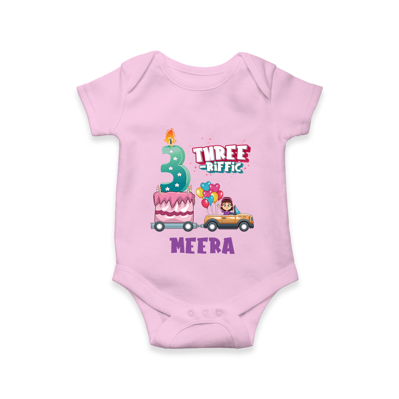 Monthly Milestone Baby Bodysuit -3rd Month | Personalized Print | Cute & Comfortable - BABY PINK - New Born (Chest 14")