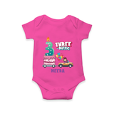 Celebrate Your BabyÕs 3rd Month With "THREE-RIFFIC" - Special Romper For Babies With Name - HOT PINK - 0 - 3 Months Old (Chest 16")