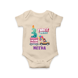 Monthly Milestone Baby Bodysuit -3rd Month | Personalized Print | Cute & Comfortable - IVORY - New Born (Chest 14")