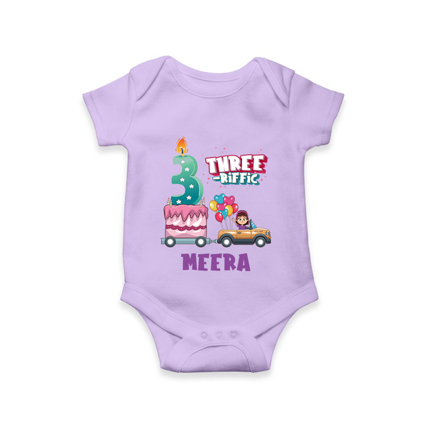 Monthly Milestone Baby Bodysuit -3rd Month | Personalized Print | Cute & Comfortable - LILAC - New Born (Chest 14")