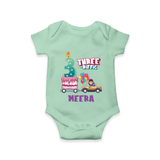 Monthly Milestone Baby Bodysuit -3rd Month | Personalized Print | Cute & Comfortable - MINT GREEN - New Born (Chest 14")