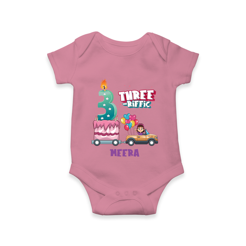 Celebrate Your BabyÕs 3rd Month With "THREE-RIFFIC" - Special Romper For Babies With Name - ONION - 0 - 3 Months Old (Chest 16")