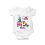 Celebrate Your BabyÕs 3rd Month With "THREE-RIFFIC" - Special Romper For Babies With Name - WHITE - 0 - 3 Months Old (Chest 16")