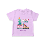 Celebrate Your Kids 3rd Year Birthday With "THREE-RIFFIC" - Personalized Birthday T-Shirts with Customized Name For Girls - LILAC - 0-5 Months Old (Chest 17")