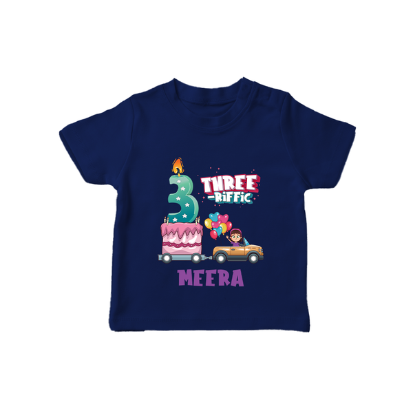 Monthly Milestone Baby T-Shirt -3rd Month | Personalized Print | Cute & Comfortable - NAVY BLUE - 0-5 Months Old (Chest 17")
