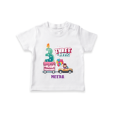 Celebrate Your Kids 3rd Year Birthday With "THREE-RIFFIC" - Personalized Birthday T-Shirts with Customized Name For Girls - WHITE - 0-5 Months Old (Chest 17")