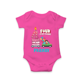 Celebrate 4 Month with Custom Romper | Personalized Newborn Outfit | Soft Cotton Comfort - HOT PINK - New Born (Chest 14")