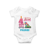 Celebrate 4 Month with Custom Romper | Personalized Newborn Outfit | Soft Cotton Comfort - WHITE - New Born (Chest 14")