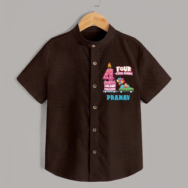 Celebrate 4 Month with Custom Shirt | Personalized Newborn Outfit | Soft Cotton Comfort - CHOCOLATE BROWN - 0 - 6 Months Old (Chest 23")