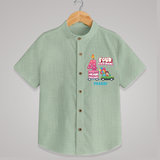 Celebrate Your Kids 4th Year Birthday With "FOUR-EVER YOUNG" - Personalized Birthday Shirts with Customized Name - MINT GREEN - 0 - 6 Months Old (Chest 23")