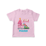 Celebrate 4 Month with Custom T-Shirt | Personalized Newborn Outfit | Soft Cotton Comfort - BABY PINK - 0-5 Months Old (Chest 17")
