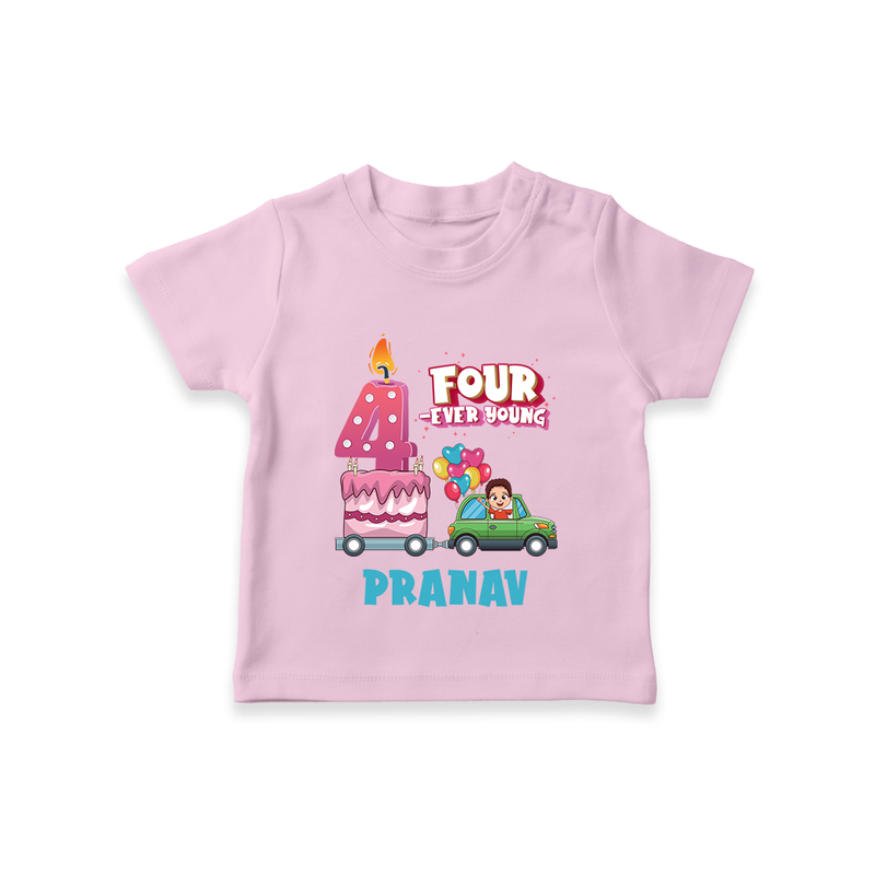 Celebrate 4 Month with Custom T-Shirt | Personalized Newborn Outfit | Soft Cotton Comfort - BABY PINK - 0-5 Months Old (Chest 17")