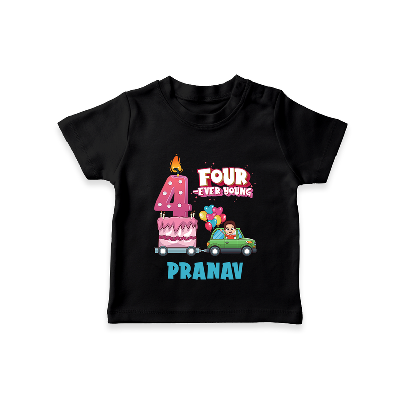 Celebrate 4 Month with Custom T-Shirt | Personalized Newborn Outfit | Soft Cotton Comfort - BLACK - 0-5 Months Old (Chest 17")
