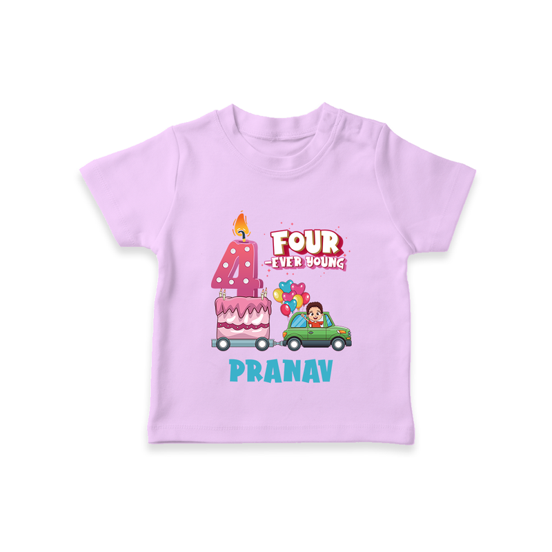 Celebrate 4 Month with Custom T-Shirt | Personalized Newborn Outfit | Soft Cotton Comfort - LILAC - 0-5 Months Old (Chest 17")