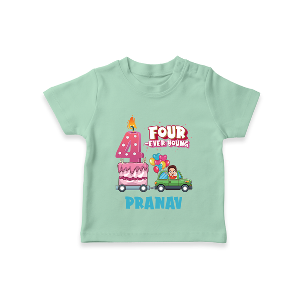 Celebrate 4 Month with Custom T-Shirt | Personalized Newborn Outfit | Soft Cotton Comfort - MINT GREEN - 0-5 Months Old (Chest 17")