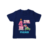 Celebrate 4 Month with Custom T-Shirt | Personalized Newborn Outfit | Soft Cotton Comfort - NAVY BLUE - 0-5 Months Old (Chest 17")