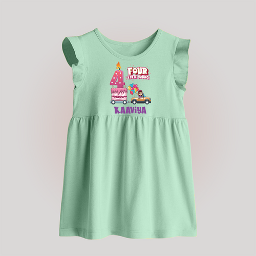 Monthly Milestone Baby Baby Frock -4th Month | Personalized Print | Cute & Comfortable