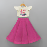 Celebrate Your Kids 4th Year Birthday With "FOUR-EVER YOUNG" - Personalized Birthday Crop Top And Skirt with Customized Name For Girls - FUSCHIA - 6 - 9 Months Old (Chest 20" , Frock Waist 20")