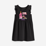 Four-ever Young 4th Birthday – Personalized Name Frock for Girls - BLACK - 0 - 6 Months Old (Chest 18")